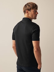 Черный/Светло-коричневый - Short Sleeve Black/Tan Brown Vertical Block Polo Shirt - Image 3 of 8