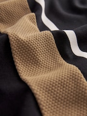 Черный/Светло-коричневый - Short Sleeve Black/Tan Brown Vertical Block Polo Shirt - Image 7 of 8