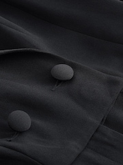 Black Sheer Sleeve Tuxedo Jumpsuit - Image 7 of 7