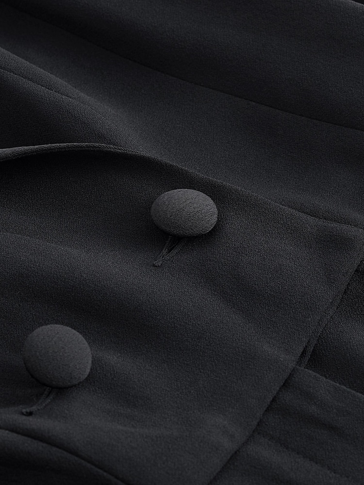 Black Sheer Sleeve Tuxedo Jumpsuit - Image 7 of 7