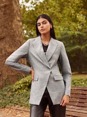 Grey Asymmetric Sparkle Tailored Blazer - Image 1 of 6