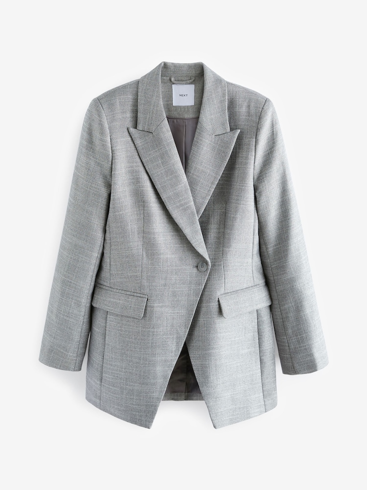 Grey Asymmetric Sparkle Tailored Blazer - Image 6 of 6