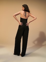 Black/White Corsage Crepe Tailored Jumpsuit - Image 2 of 6