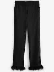 Black Feather Hem Straight Trousers - Image 6 of 7