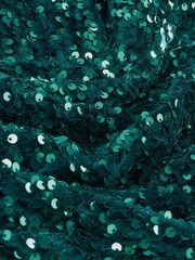 Teal Blue Sequin One Shoulder Mini Dress - Image 6 of 6