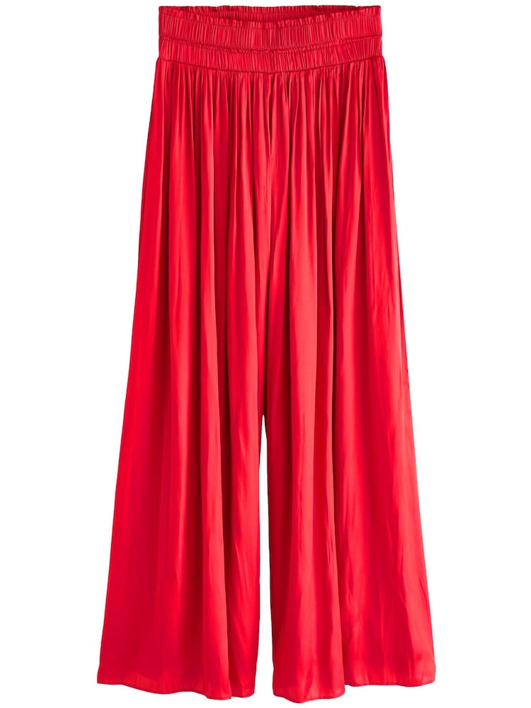 Red Satin Wide Leg Trousers - Image 2 of 2