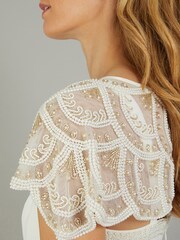 Monsoon Natural Embellished Bridal Shoulder Cape - Image 3 of 4