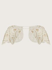 Monsoon Natural Embellished Bridal Shoulder Cape - Image 4 of 4