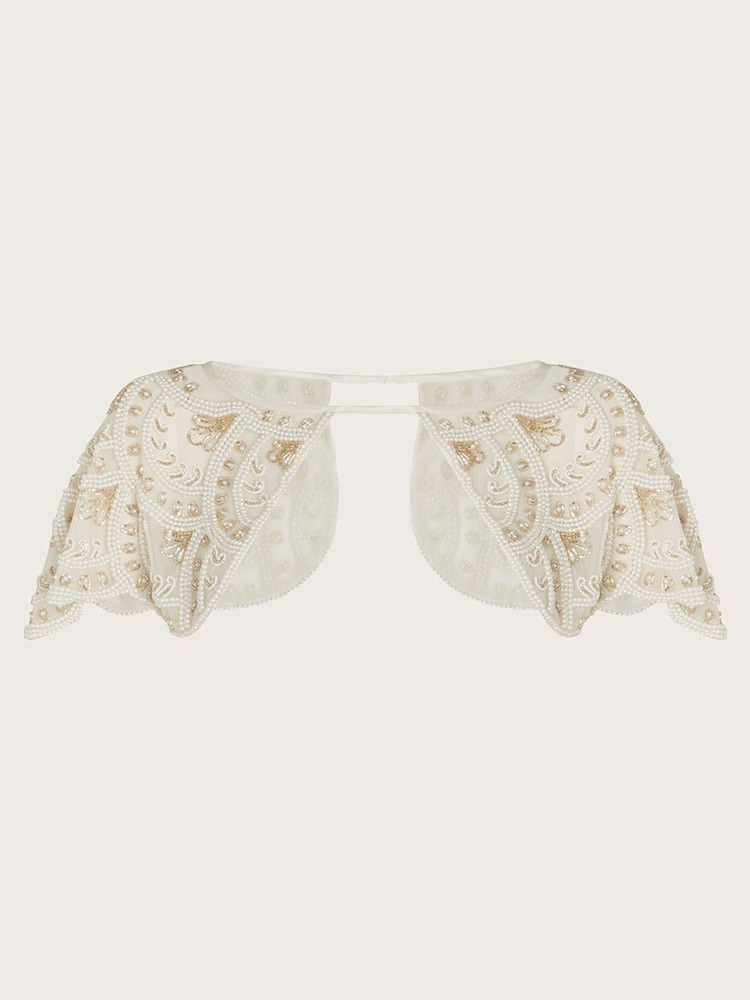 Monsoon Natural Embellished Bridal Shoulder Cape - Image 4 of 4
