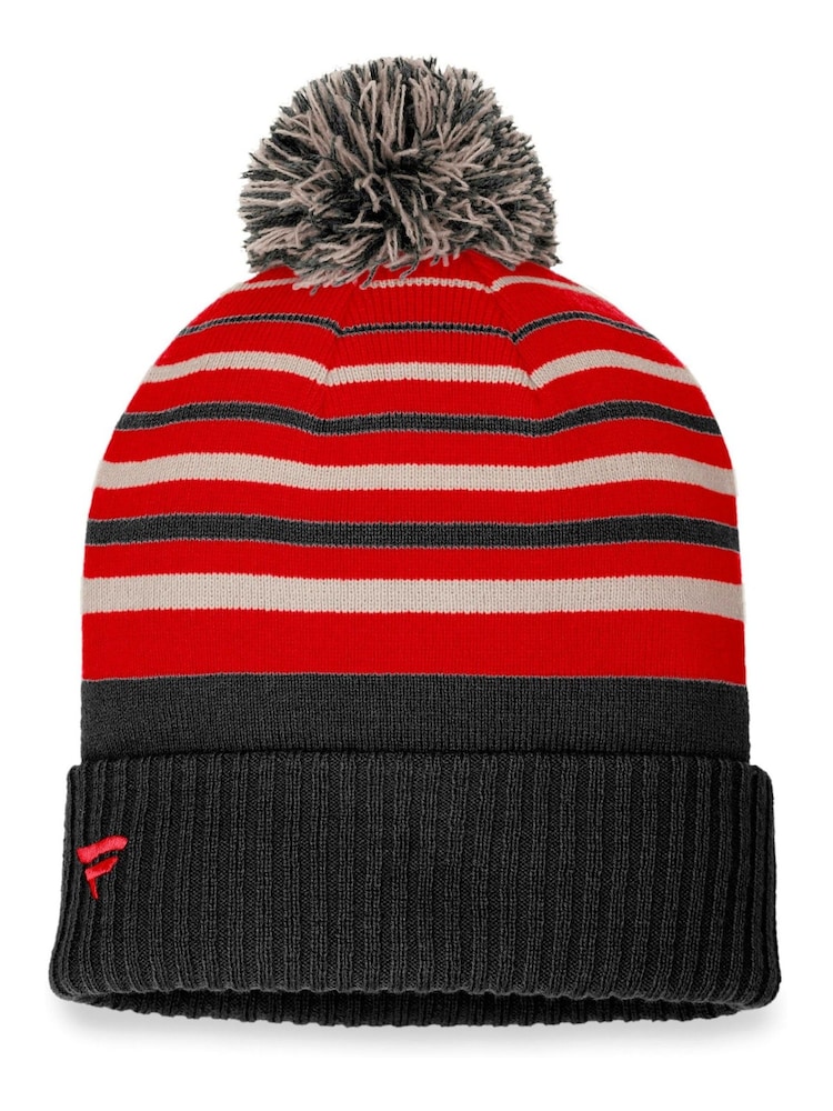 Fanatics Chicago Blackhawks Branded True Classics Black Beanie with Pom Unisex - Image 2 of 2