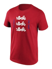 Fanatics Red England Pitch Graphic 100% Cotton T-Shirt - Image 2 of 3