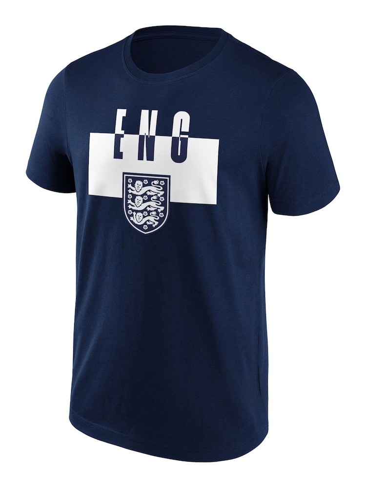 Fanatics Blue England Revert Graphic 100% Cotton T-Shirt - Image 2 of 3 Fanatics Blue England Revert Graphic 100% Cotton T-Shirt - Image 2 of 3