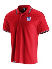 Fanatics Red 100% Cotton England Culture Tipped Polo Shirt - Image 2 of 3