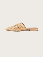 Monsoon Natural Pointed Toe Raffia Mule Shoes - Image 1 of 3