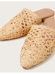 Monsoon Natural Pointed Toe Raffia Mule Shoes - Image 3 of 3