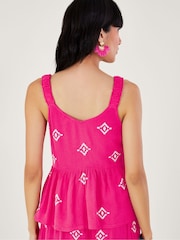 Monsoon Pink Motif Embroidered Cami Top in LENZING™ ECOVERO™ - Image 2 of 5