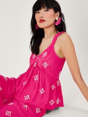Monsoon Pink Motif Embroidered Cami Top in LENZING™ ECOVERO™ - Image 3 of 5