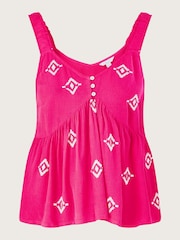 Monsoon Pink Motif Embroidered Cami Top in LENZING™ ECOVERO™ - Image 5 of 5