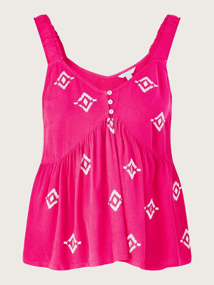 Monsoon Pink Motif Embroidered Cami Top in LENZING™ ECOVERO™ - Image 5 of 5