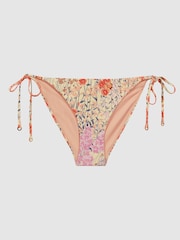 Reiss Pink Print Daniella Tie Side Floral Bikini Bottoms - Image 2 of 4