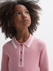 Reiss Pink Sammy 4-9 yrs Knitted Polo Dress - Image 4 of 6