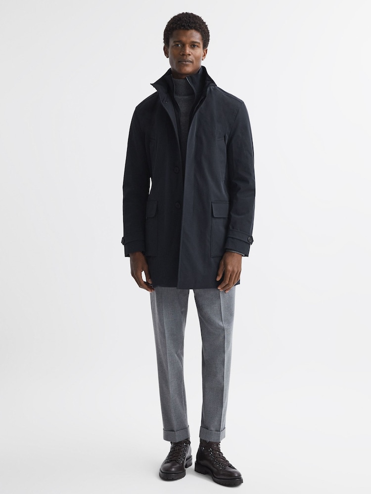 Reiss Navy Player Funnel Neck Removable Insert Jacket - Image 1 of 6