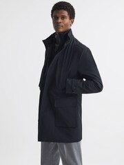 Reiss Navy Player Funnel Neck Removable Insert Jacket - Image 6 of 6