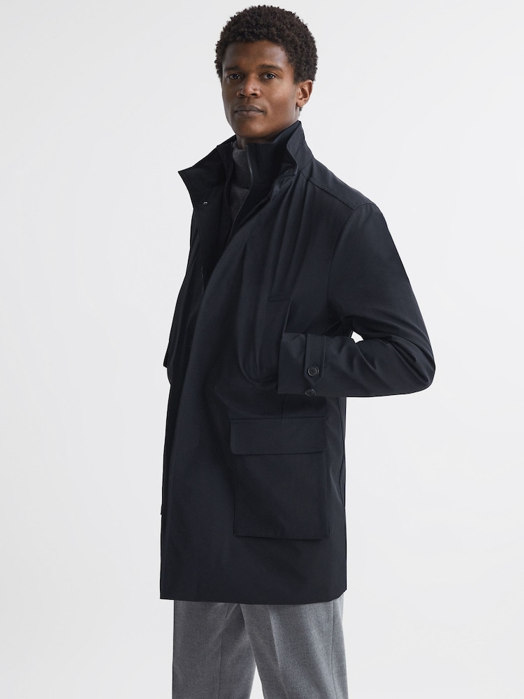 Reiss Navy Player Funnel Neck Removable Insert Jacket - Image 6 of 6