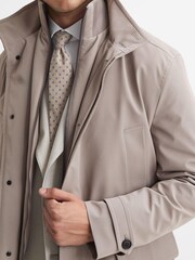Reiss Taupe Player Funnel Neck Removable Insert Jacket - Image 3 of 5