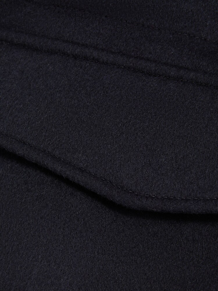 Reiss Navy Torino Wool Blend Removable Hooded Coat - Image 8 of 8