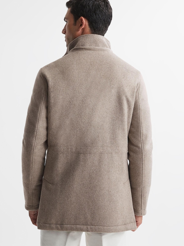 Reiss Fawn Torino Wool Blend Removable Hooded Coat - Image 6 of 6 Reiss Fawn Torino Wool Blend Removable Hooded Coat - Image 6 of 6