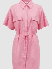 Reiss Pink Beth Linen T-Shirt Dress Kaftan - Image 2 of 5