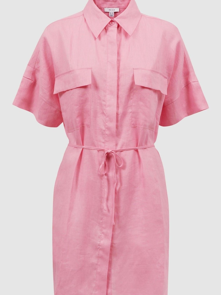 Reiss Pink Beth Linen T-Shirt Dress Kaftan - Image 2 of 5