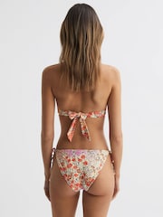 Reiss Pink Print Lola Triangle Floral Print Halter Neck Bikini Top - Image 5 of 5