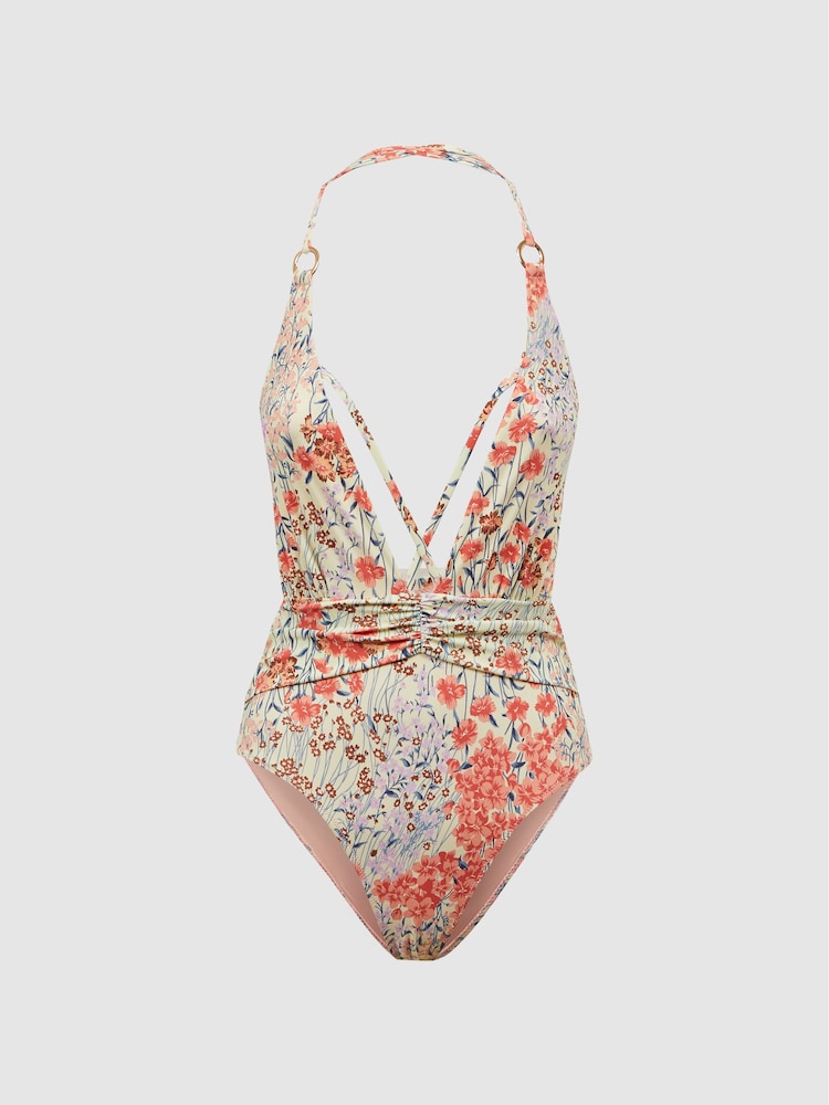 Reiss - Isla diepuitgesneden badpak met bloemenprint - Image 2 of 5