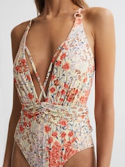 Reiss - Isla diepuitgesneden badpak met bloemenprint - Image 4 of 5