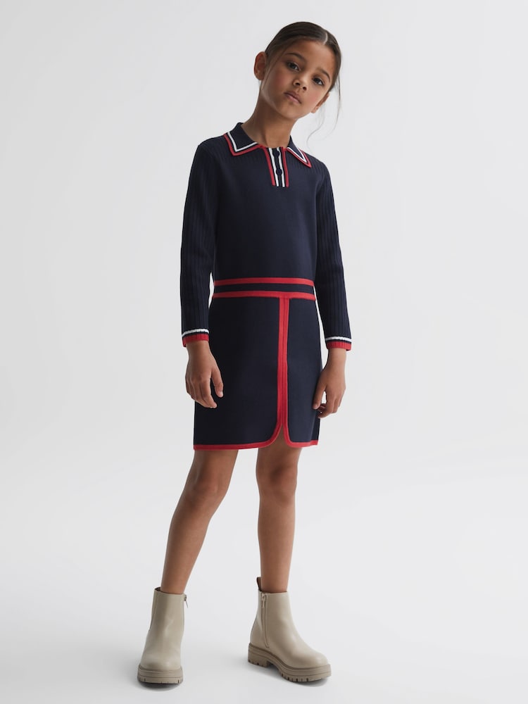 Reiss Navy Ruby 9-14 yrs Knitted Polo Dress - Image 1 of 6