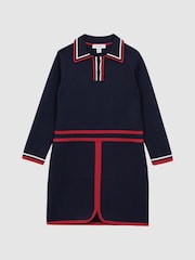 Reiss Navy Ruby 9-14 yrs Knitted Polo Dress - Image 2 of 6