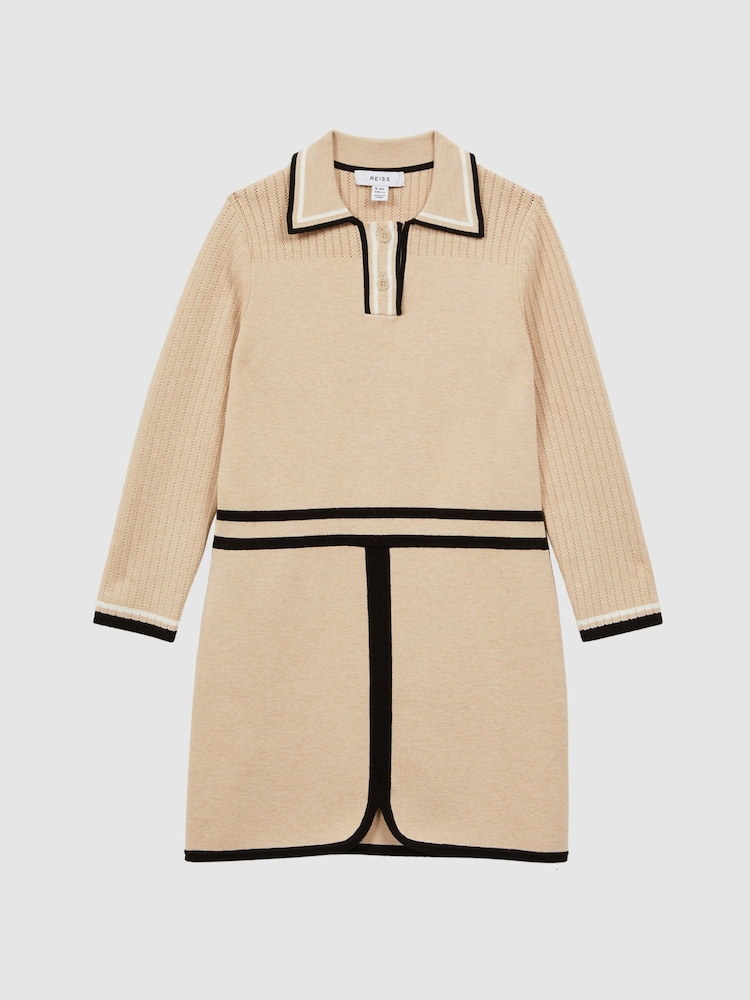Reiss Camel Ruby 9-14 yrs Knitted Polo Dress - Image 2 of 5