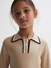 Reiss Camel Ruby 9-14 yrs Knitted Polo Dress - Image 3 of 5