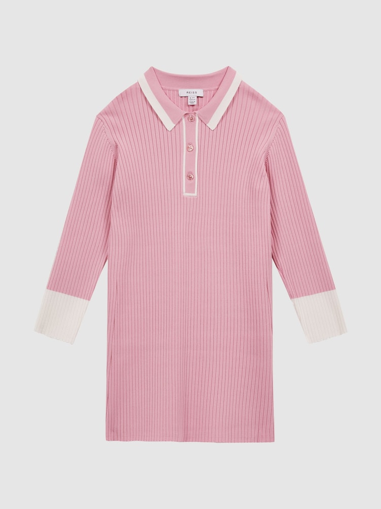 Reiss Pink Sammy 9-14 yrs Knitted Polo Dress - Image 2 of 6