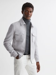Gris suave - Chaqueta de lana con cremallera Peridoe de Reiss - Imagen 1 de 4