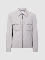 Gris suave - Chaqueta de lana con cremallera Peridoe de Reiss - Imagen 2 de 4