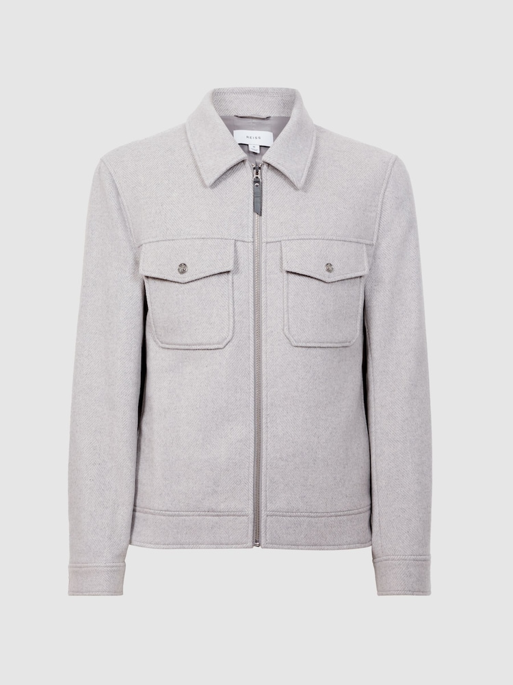 Gris suave - Chaqueta de lana con cremallera Peridoe de Reiss - Imagen 2 de 4