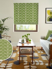 Orla Kiely Chalky Green Jumbo Linear Stem Made to Measure Roman 100% Cotton Blinds - Image 1 of 6