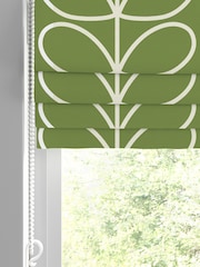 Orla Kiely Chalky Green Jumbo Linear Stem Made to Measure Roman 100% Cotton Blinds - Image 2 of 6
