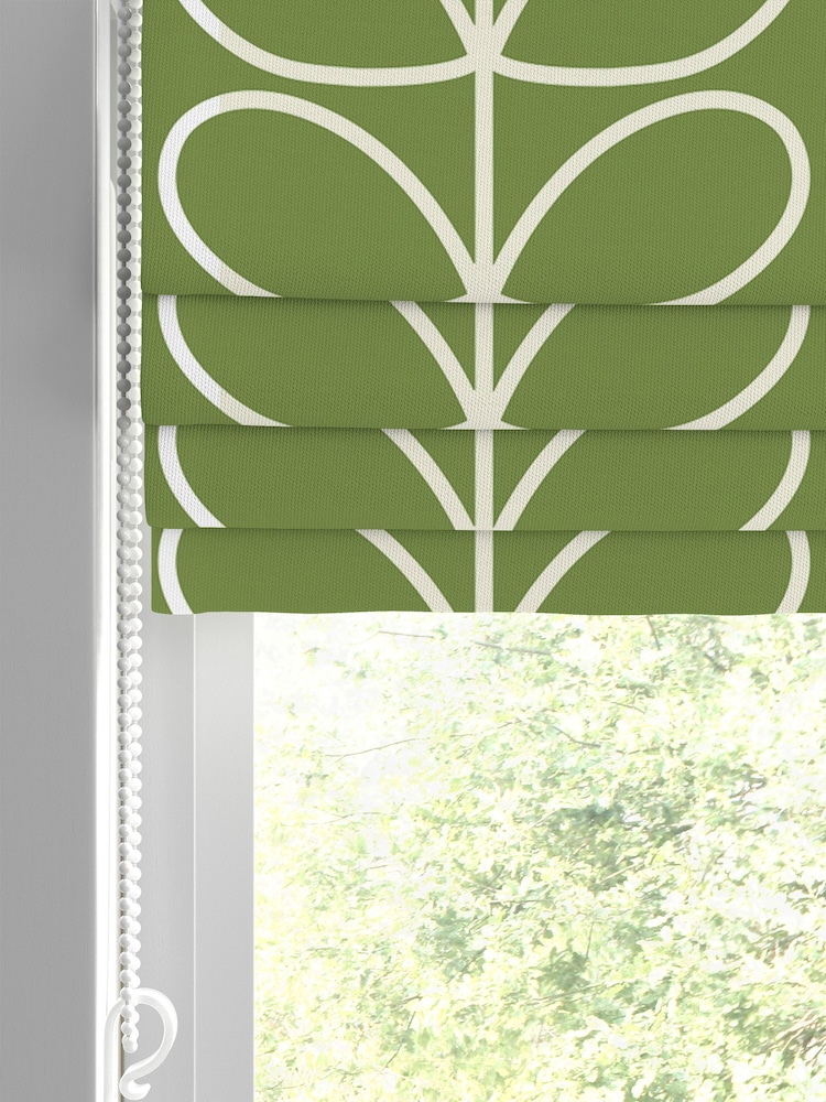 Orla Kiely Chalky Green Jumbo Linear Stem Made to Measure Roman 100% Cotton Blinds - Image 2 of 6