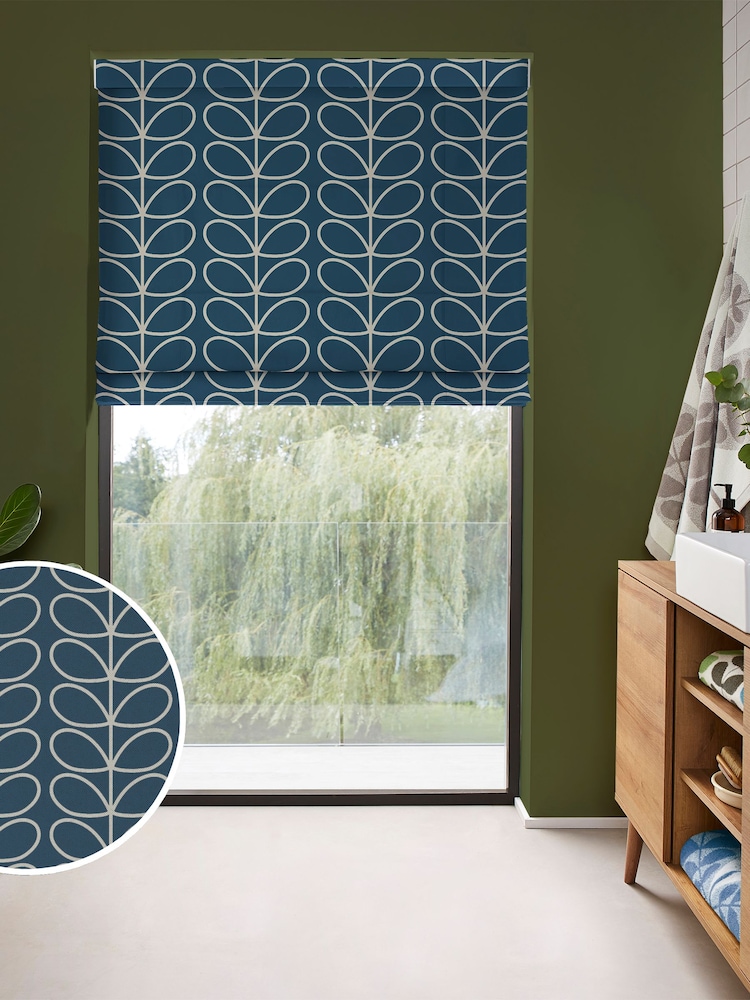 Orla Kiely Marine Jumbo Linear Stem Made to Measure Roman 100% Cotton Blinds - Image 1 of 5