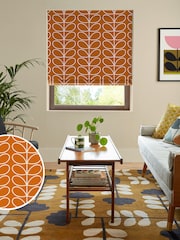 Orla Kiely Persimmon Jumbo Linear Stem Made to Measure Roman 100% Cotton Blinds - Image 1 of 6