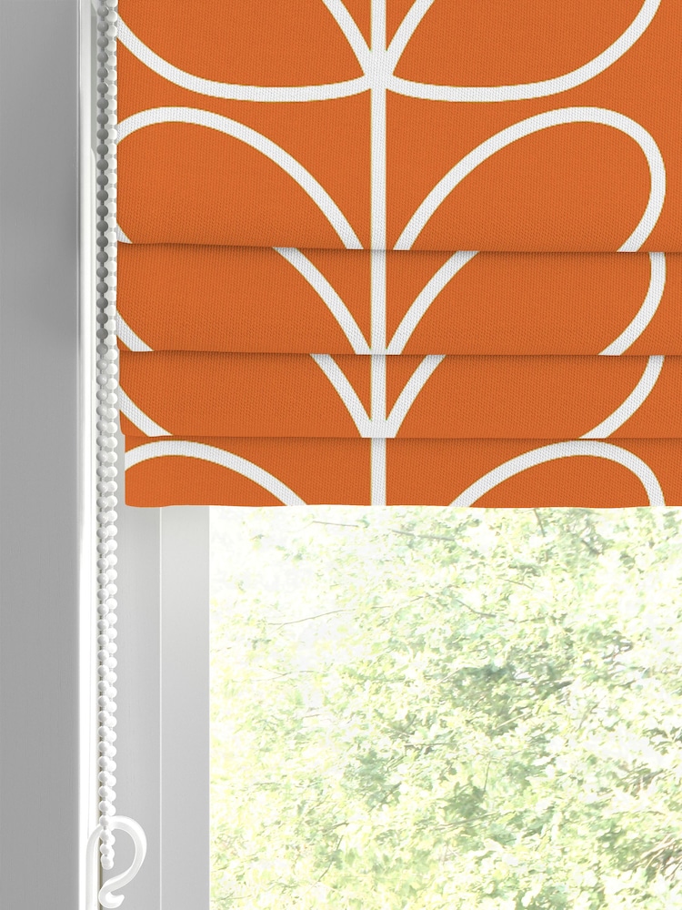 Orla Kiely Persimmon Jumbo Linear Stem Made to Measure Roman 100% Cotton Blinds - Image 2 of 6